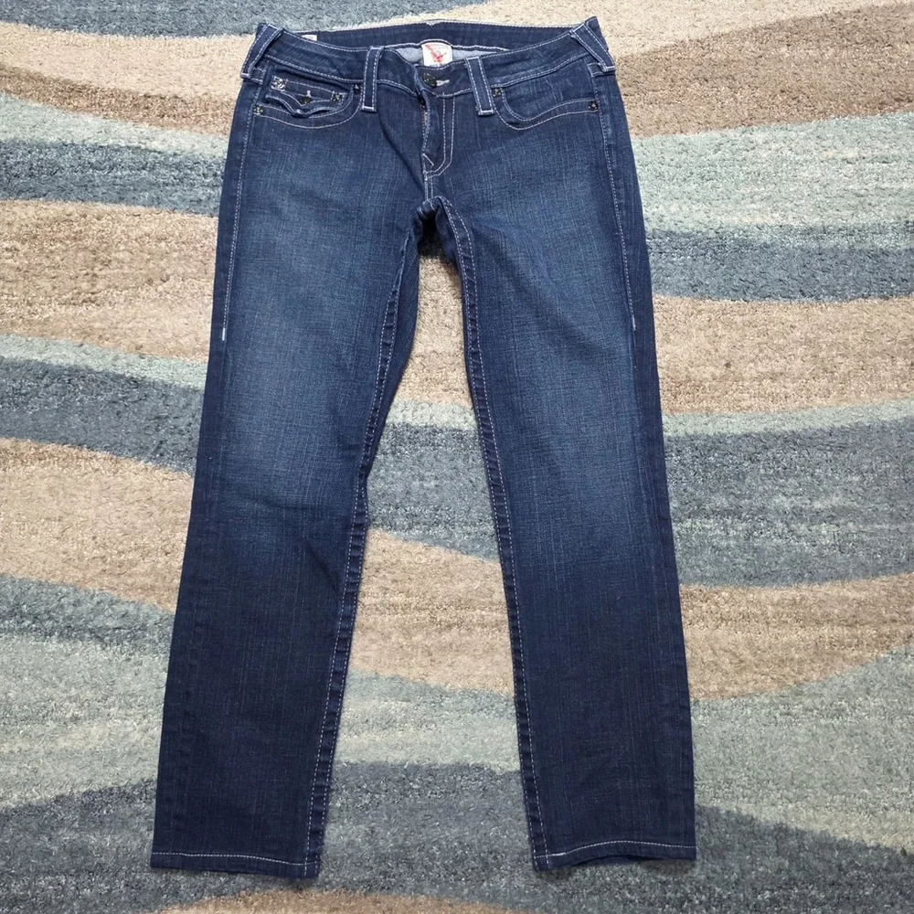 True Religion Julie Slim Fit Jeans Women’s 30 Dark Wash Rhinestone Horseshoe USA
